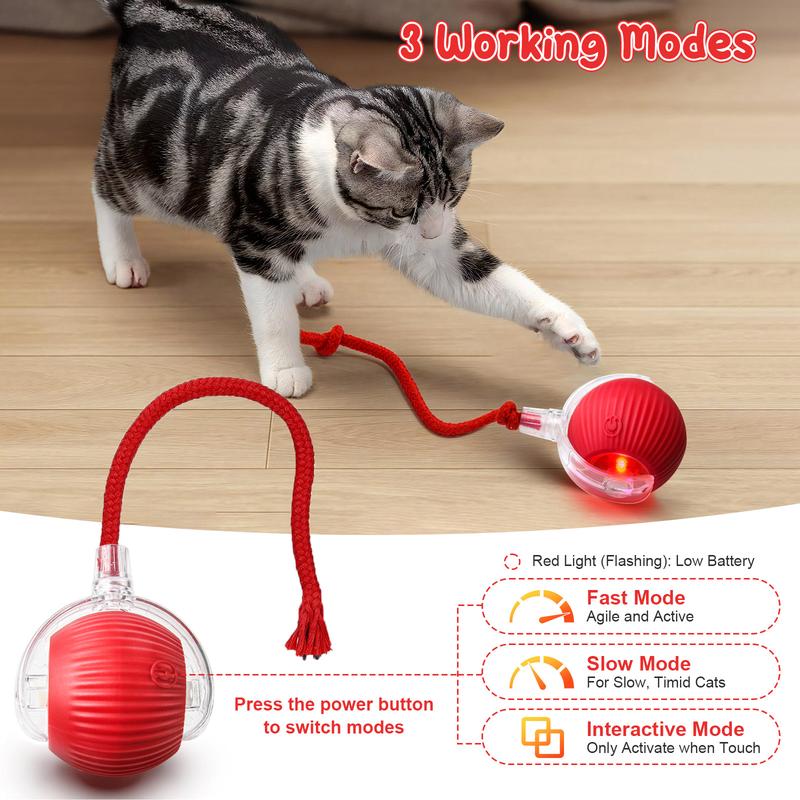 Bestselling Smart Interactive Pet Rolling Ball | Automatic USB Teaser Toy (Includes 2 Free Replacement Tails) | The Ultimate Boredom Buster for Your Furry Best Friend (Last Day 90% OFF 🔥)