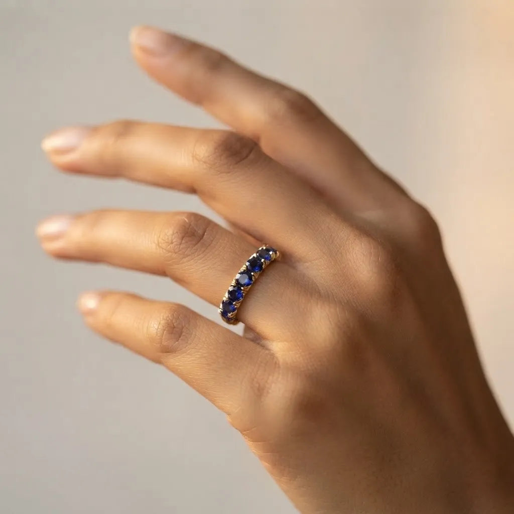 Minimalist Natural Sapphire Ring • Ultra-Smooth 14K Gold Everyday Stacking Band--Last Day Sale-90% OFF🔥
