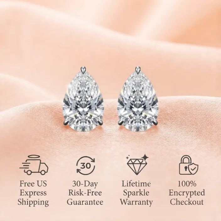 Featherlight 3ct Pear Cut Lab Diamond Studs – All-Day Comfort & Radiant Sparkle--Last Day Sale-90% OFF🔥