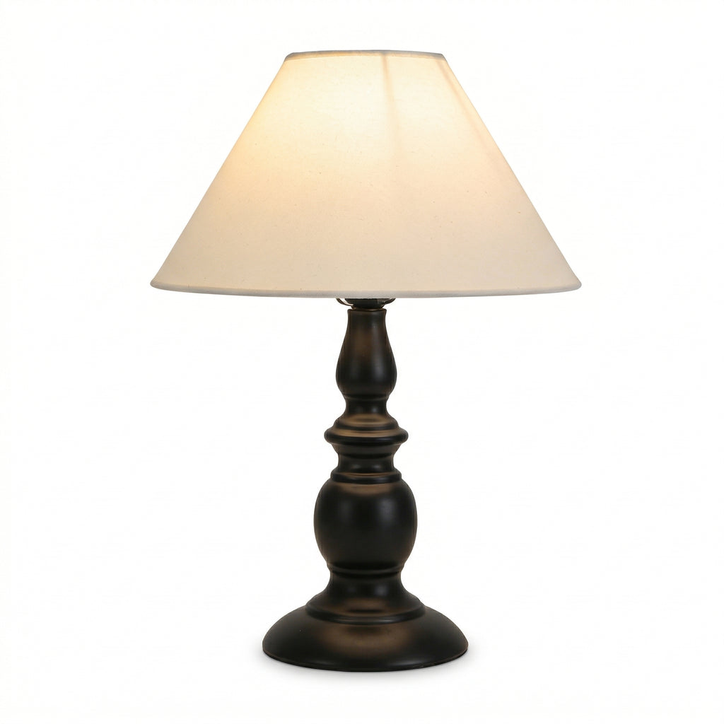 Classic Black Table Lamp with Wide Fabric Shade