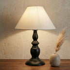 Classic Black Table Lamp with Wide Fabric Shade
