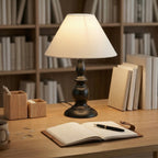 Classic Black Table Lamp with Wide Fabric Shade