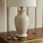 Elegant White Ceramic Table Lamp with Drum Shade