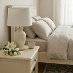 Elegant White Ceramic Table Lamp with Drum Shade