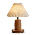 Modern Wooden Table Lamp with Pleated Shade