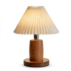 Modern Wooden Table Lamp with Pleated Shade