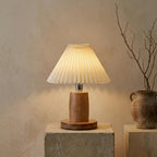 Modern Wooden Table Lamp with Pleated Shade