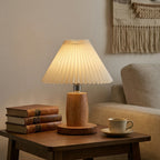 Modern Wooden Table Lamp with Pleated Shade