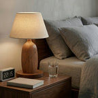 Modern Wooden Table Lamp with Pleated Shade