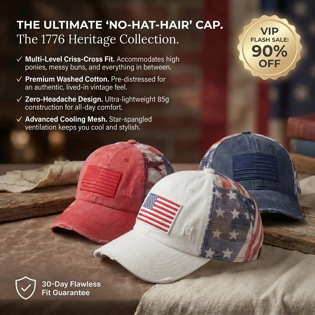 The "No Hat Hair" Criss-Cross Ponytail Cap | Women's Premium Washed Cotton Messy Bun Hat for Effortless Style Last Day Sale-90% OFF🔥