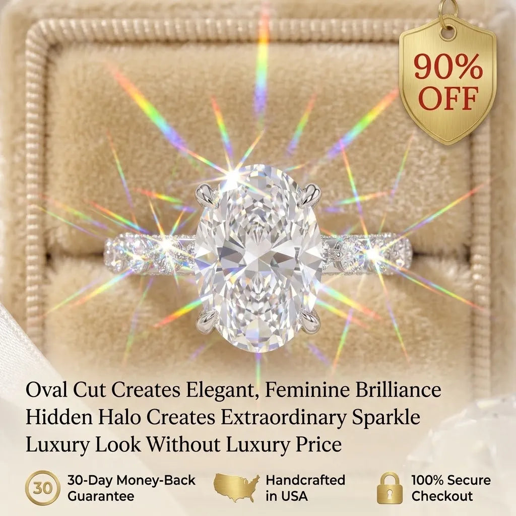 Elegant Oval Hidden Halo Ring – Timeless Luxury Sparkle Designed For Everyday Elegance