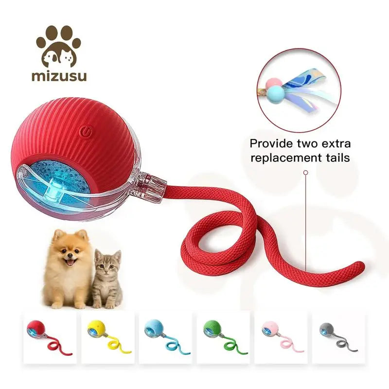 Bestselling Smart Interactive Pet Rolling Ball | Automatic USB Teaser Toy (Includes 2 Free Replacement Tails) | The Ultimate Boredom Buster for Your Furry Best Friend (Last Day 90% OFF 🔥)