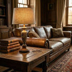 Vintage-Inspired Table Lamp with Textured Drum Shade
