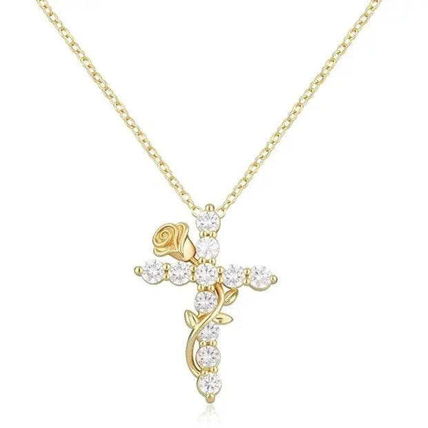 csandiva™ 14K Gold Rotatable Crown Cross Necklace - Discreet Anxiety Relief & Elegant Faith Jewelry | Claim 90% OFF Today🔥