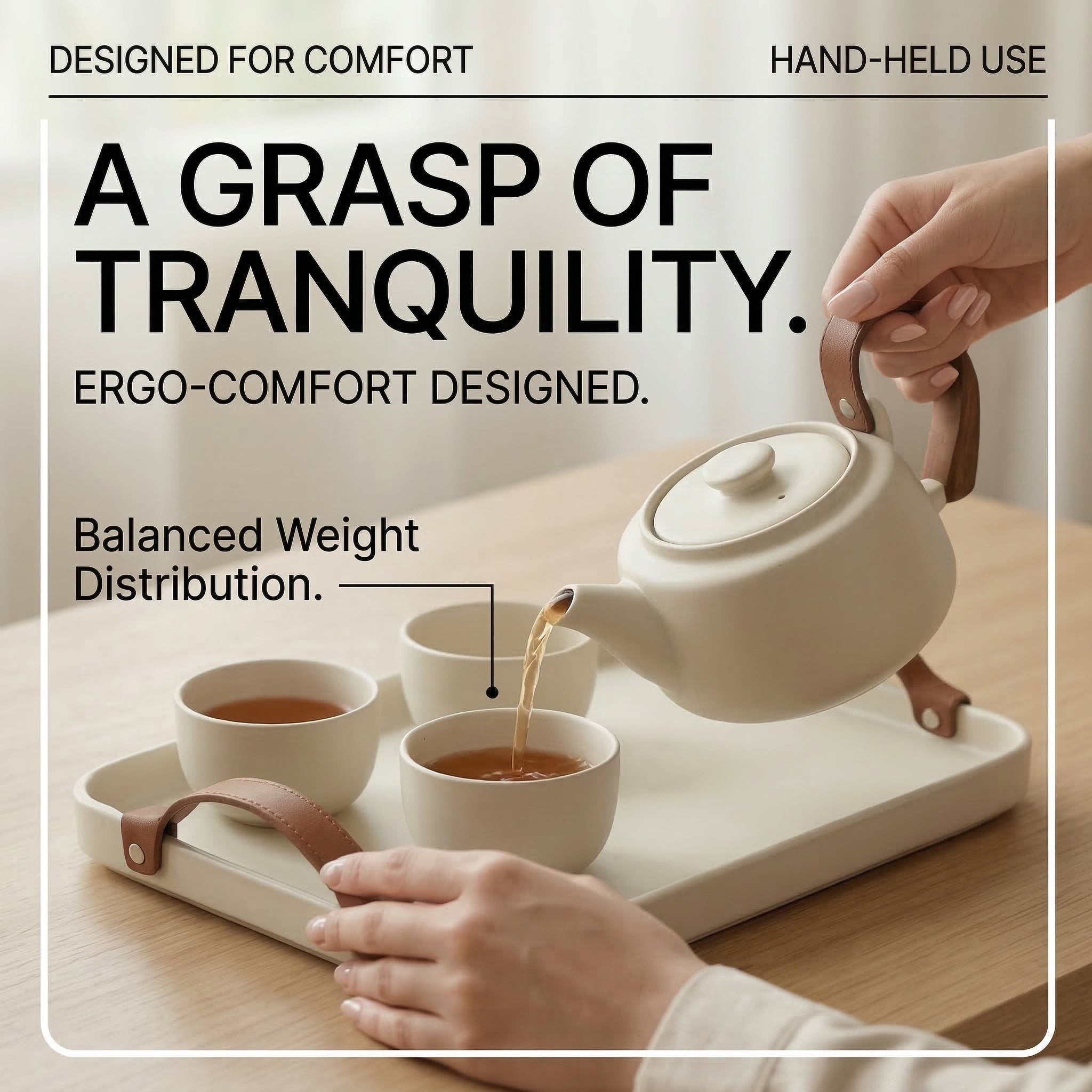 Minimalist Ceramic Tea Set with Warmer Tray