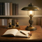 Vintage Industrial Table Lamp with Metal Dome Shade