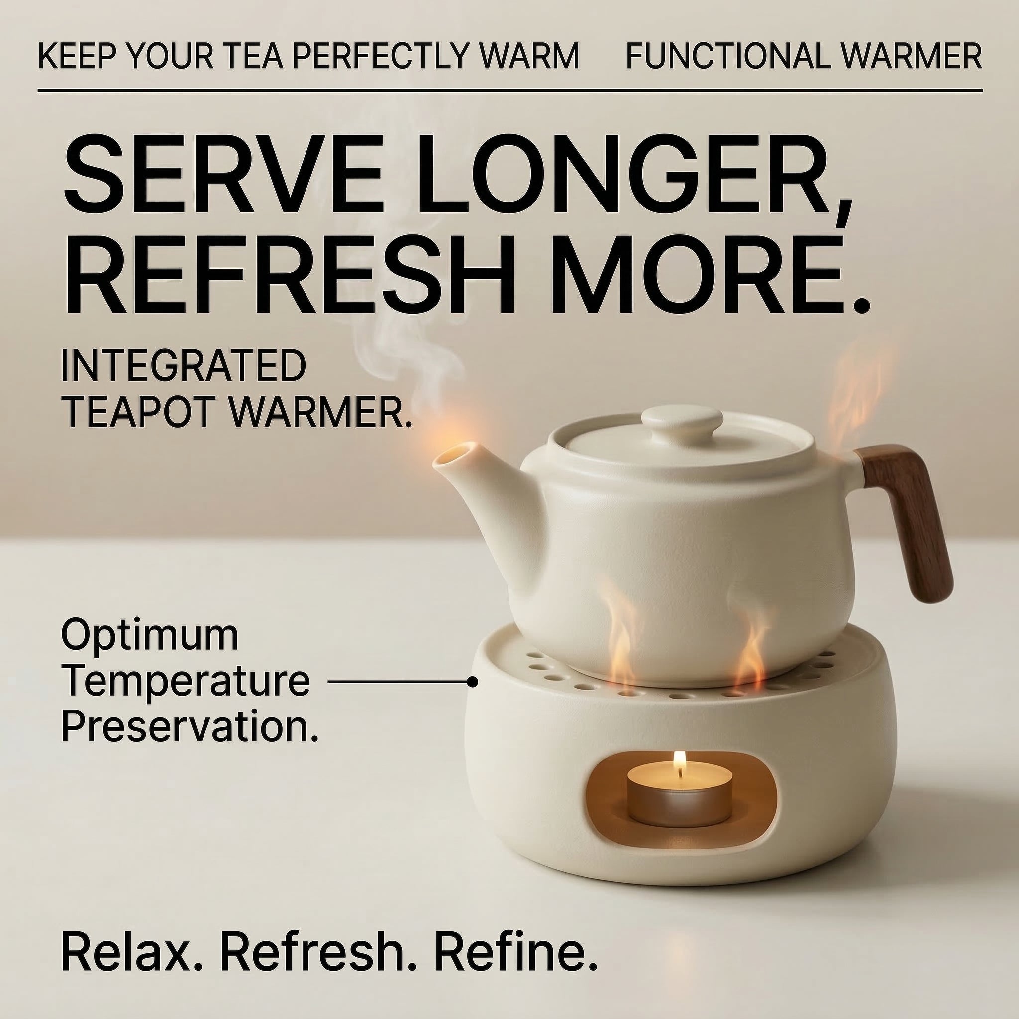 Minimalist Ceramic Tea Set with Warmer Tray