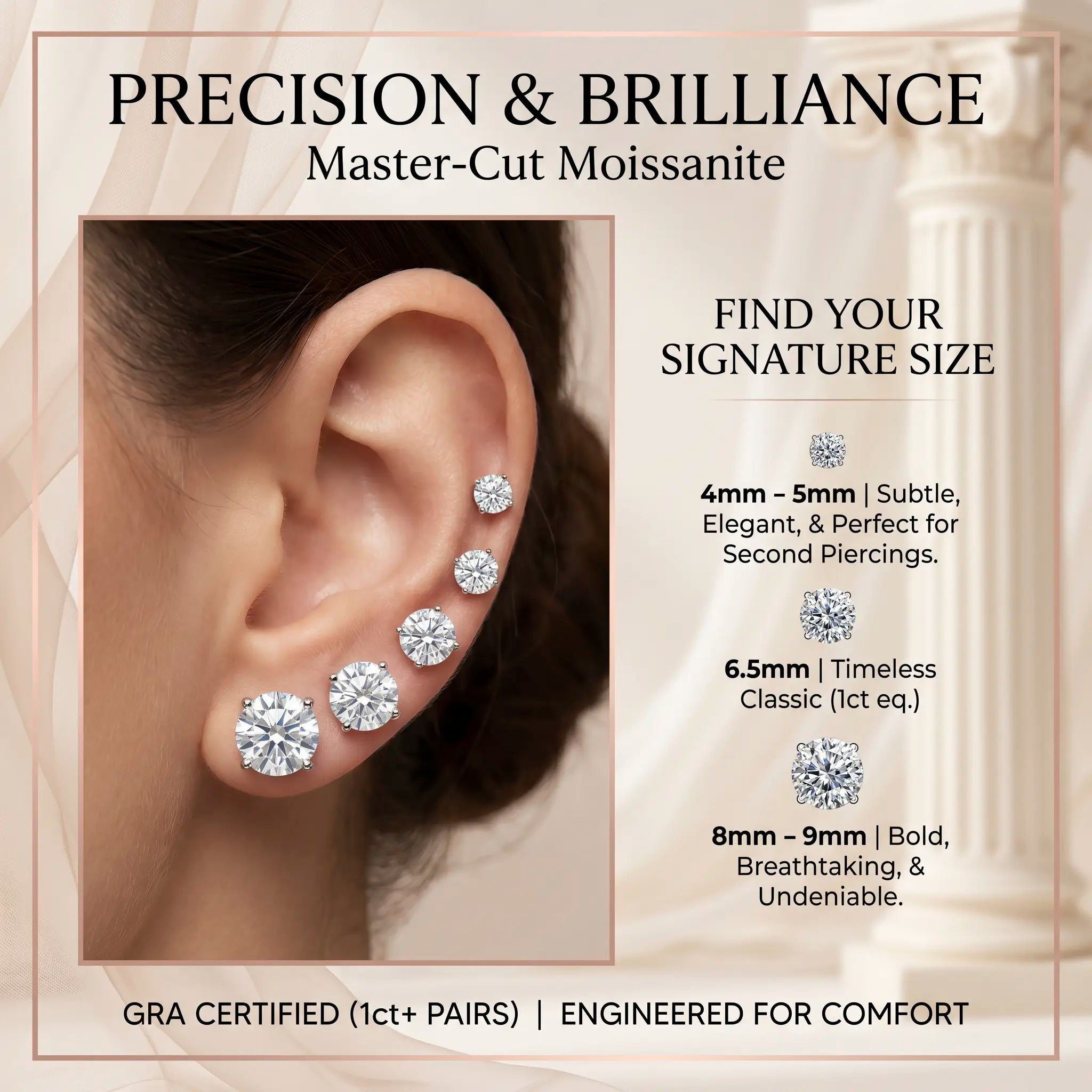 csandiva™ VVS1 Moissanite Solitaire Studs - Sag-Free Comfort & 100% Waterproof Everyday Brilliance | Claim 90% OFF Today🔥