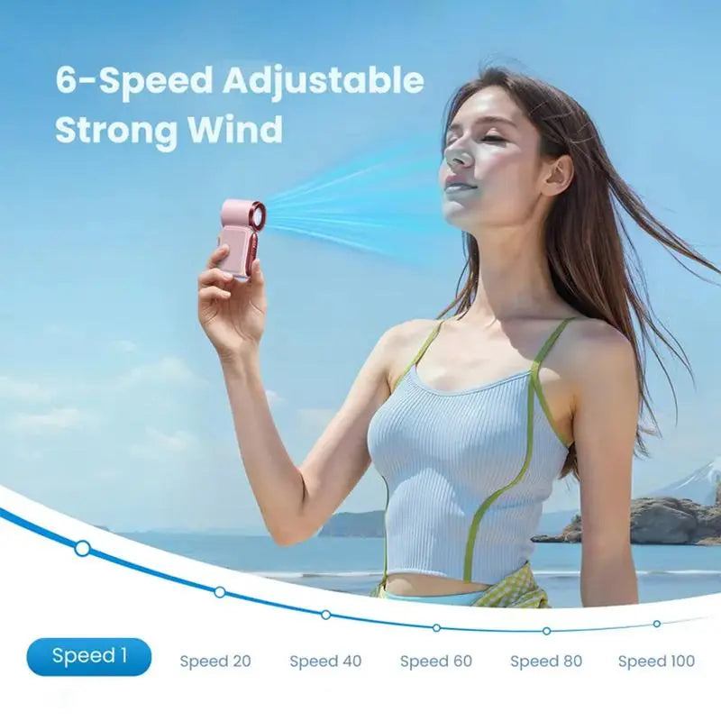 Pocket-Sized Mini Fan – Powerful 6-Speed Breeze with LED Display | Summer Essential for Travel & Outdoors (Last Day 50% OFF 🔥)