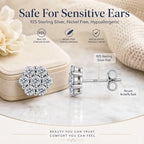 Elegant Sterling Silver Floral Stud Earrings – Lightweight Sparkle for Everyday Beauty