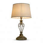 Vintage Bronze Table Lamp with Fabric Shade