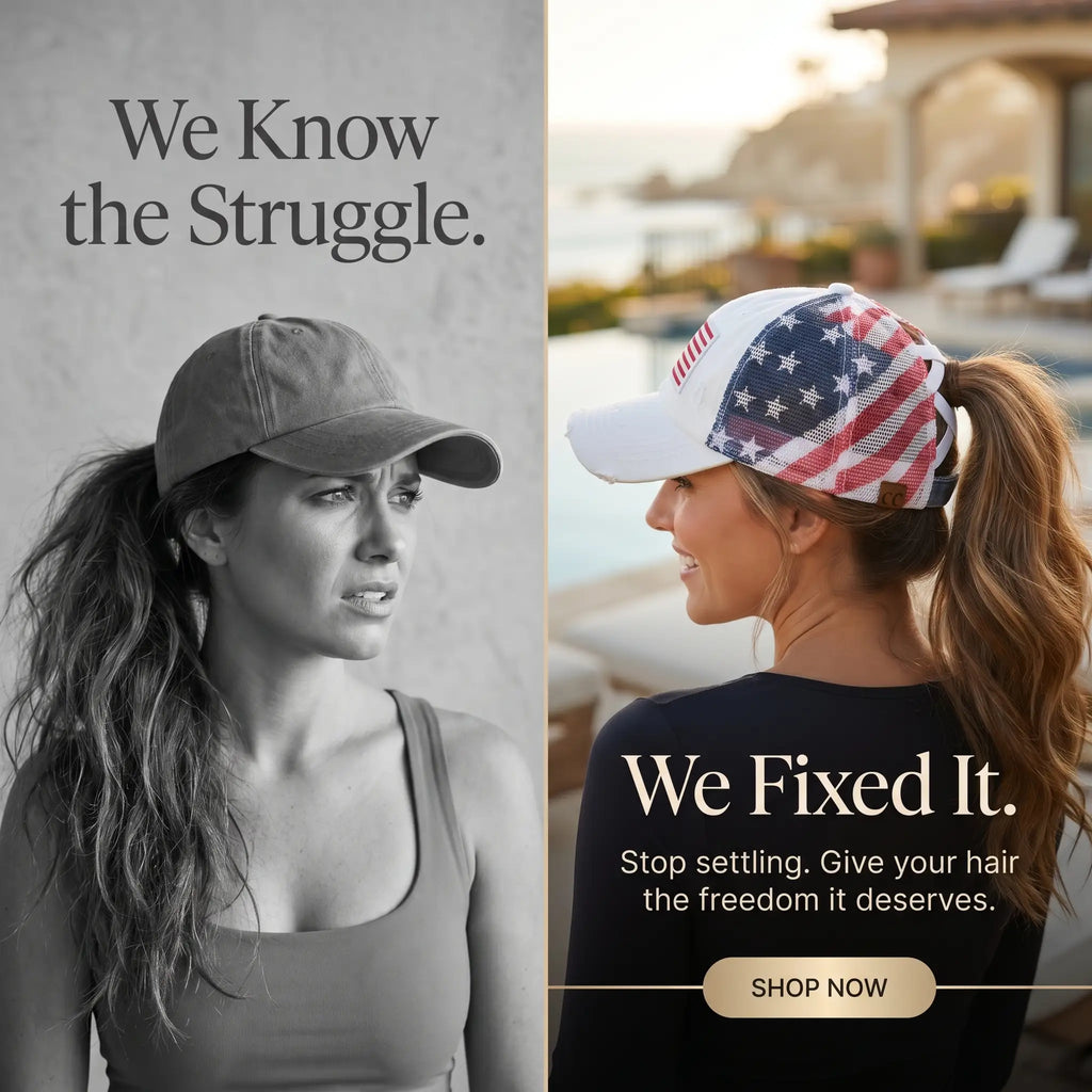 The "No Hat Hair" Criss-Cross Ponytail Cap | Women's Premium Washed Cotton Messy Bun Hat for Effortless Style Last Day Sale-90% OFF🔥