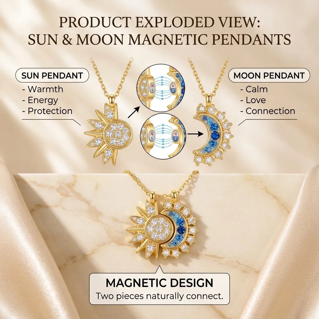 Sun & Moon Magnetic Friendship Necklace Set