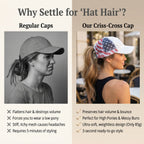 The "No Hat Hair" Criss-Cross Ponytail Cap | Women's Premium Washed Cotton Messy Bun Hat for Effortless Style Last Day Sale-90% OFF🔥