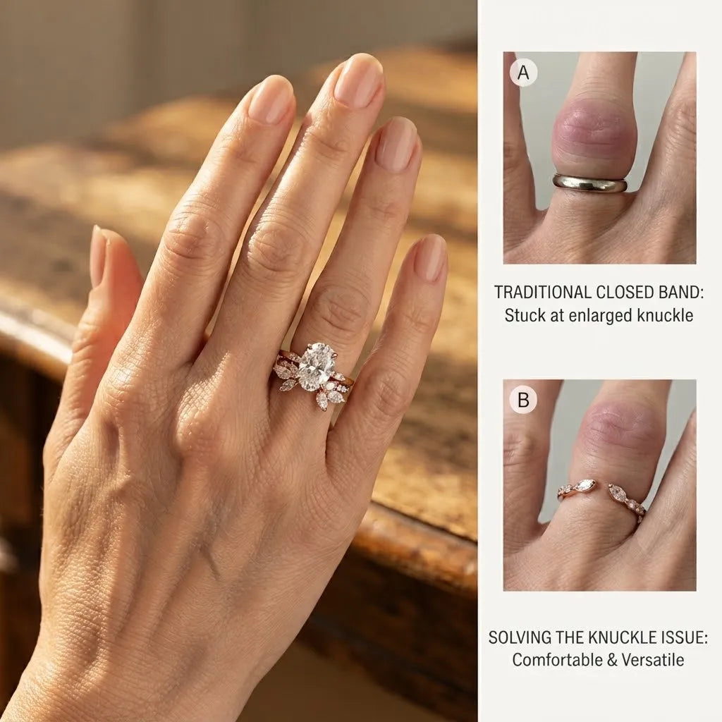 3.5-Carat Oval Open-Shank Wave Bridal Ring Set | Comfort Fit & Anti-Rotation Design--Last Day Sale-90% OFF🔥