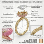 The Heirloom 3-Carat Marquise Ring | Pink Sapphire Hidden Halo & 14K Gold Vintage Masterpiece--Last Day Sale-90% OFF🔥