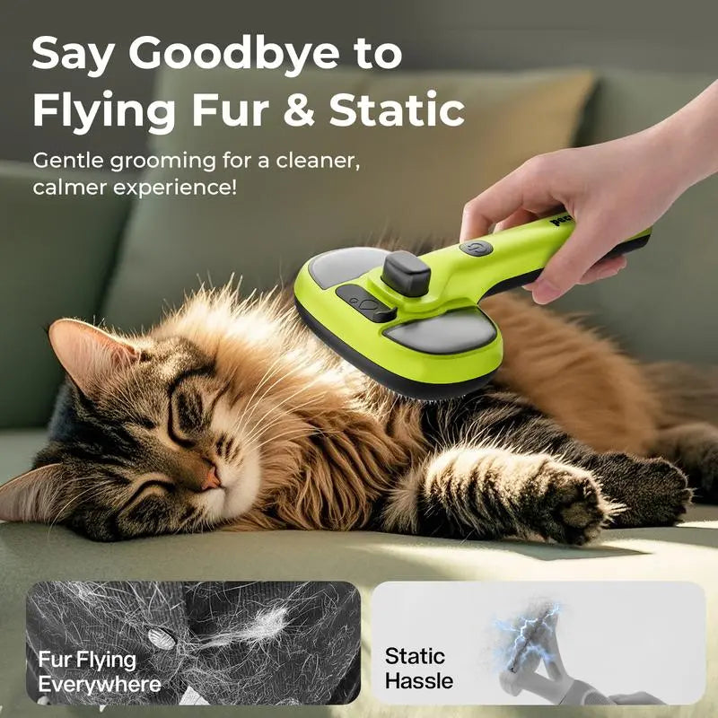 Ultimate 3-in-1 Pet Steam Brush | Anti-Flying Fur, Self-Cleaning & Dual Spray Deshedding Comb for Cats & Dogs (Last Day 90% OFF 🔥)