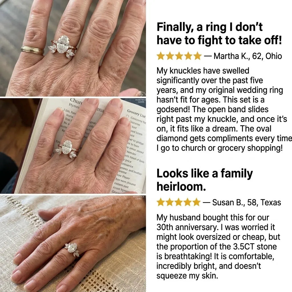 3.5-Carat Oval Open-Shank Wave Bridal Ring Set | Comfort Fit & Anti-Rotation Design--Last Day Sale-90% OFF🔥