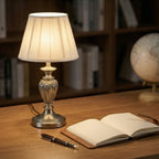 Elegant Vintage Table Lamp with Pleated Fabric Shade