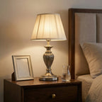 Elegant Vintage Table Lamp with Pleated Fabric Shade