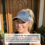 The "No Hat Hair" Criss-Cross Ponytail Cap | Women's Premium Washed Cotton Messy Bun Hat for Effortless Style Last Day Sale-90% OFF🔥
