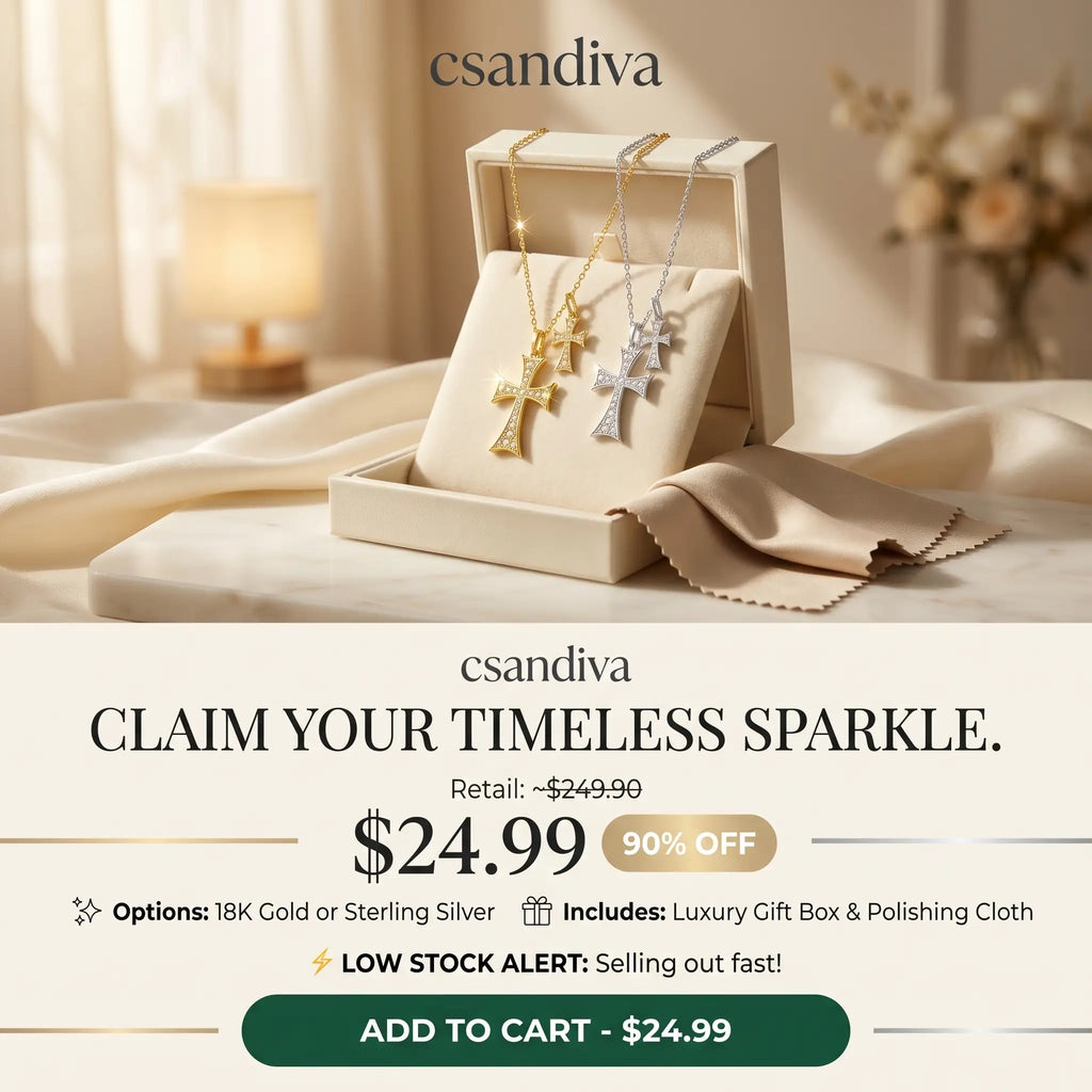 csandiva™ 18K Radiant Halo Cross Suite - Skin-Safe Timeless Elegance & Sweatproof Daily Glamour | Last Day 90% OFF🔥