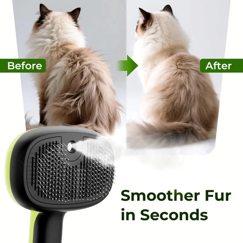 Ultimate 3-in-1 Pet Steam Brush | Anti-Flying Fur, Self-Cleaning & Dual Spray Deshedding Comb for Cats & Dogs (Last Day 90% OFF 🔥)
