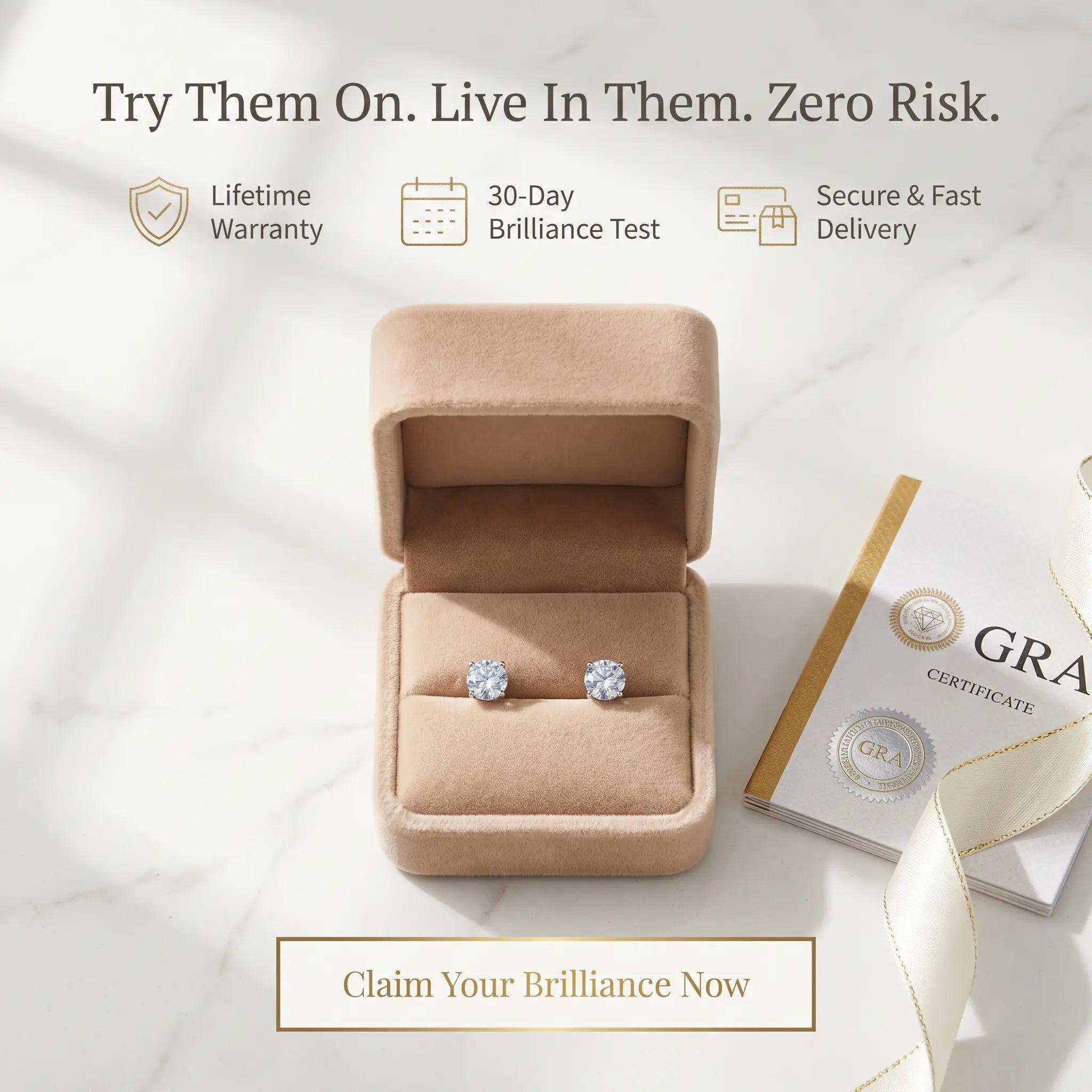 csandiva™ VVS1 Moissanite Solitaire Studs - Sag-Free Comfort & 100% Waterproof Everyday Brilliance | Claim 90% OFF Today🔥