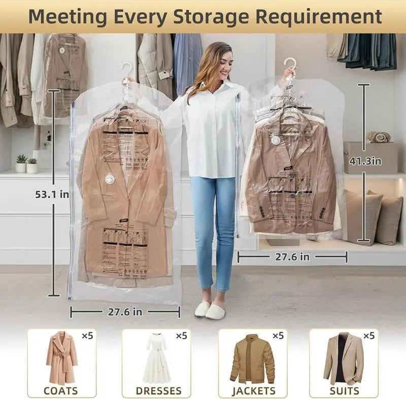 Hanging Vacuum Storage Bags – Save Up to 80% Closet Space for Coats, Dresses & Suits | Last Day 50% OFF 🔥