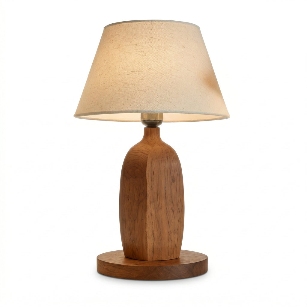 Modern Wooden Table Lamp with Fabric Shade