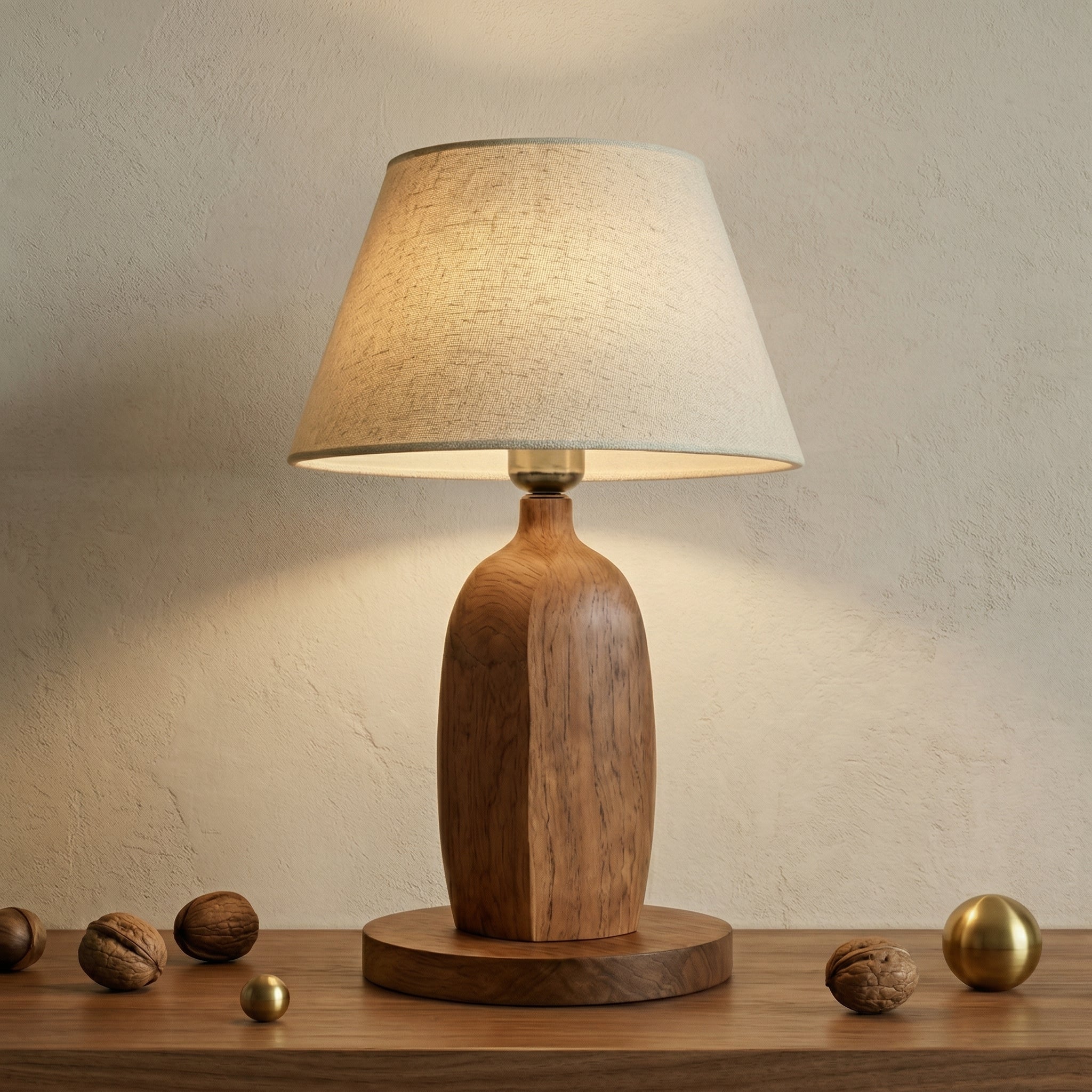 Modern Wooden Table Lamp with Fabric Shade