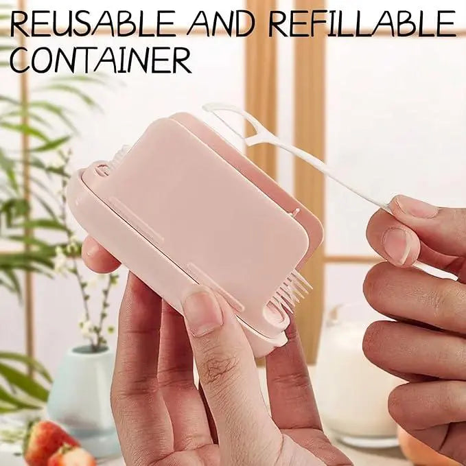 Last Day 50% OFF 🔥 Automatic Pop-Up Floss Pick Holder – Compact Refillable Travel Case