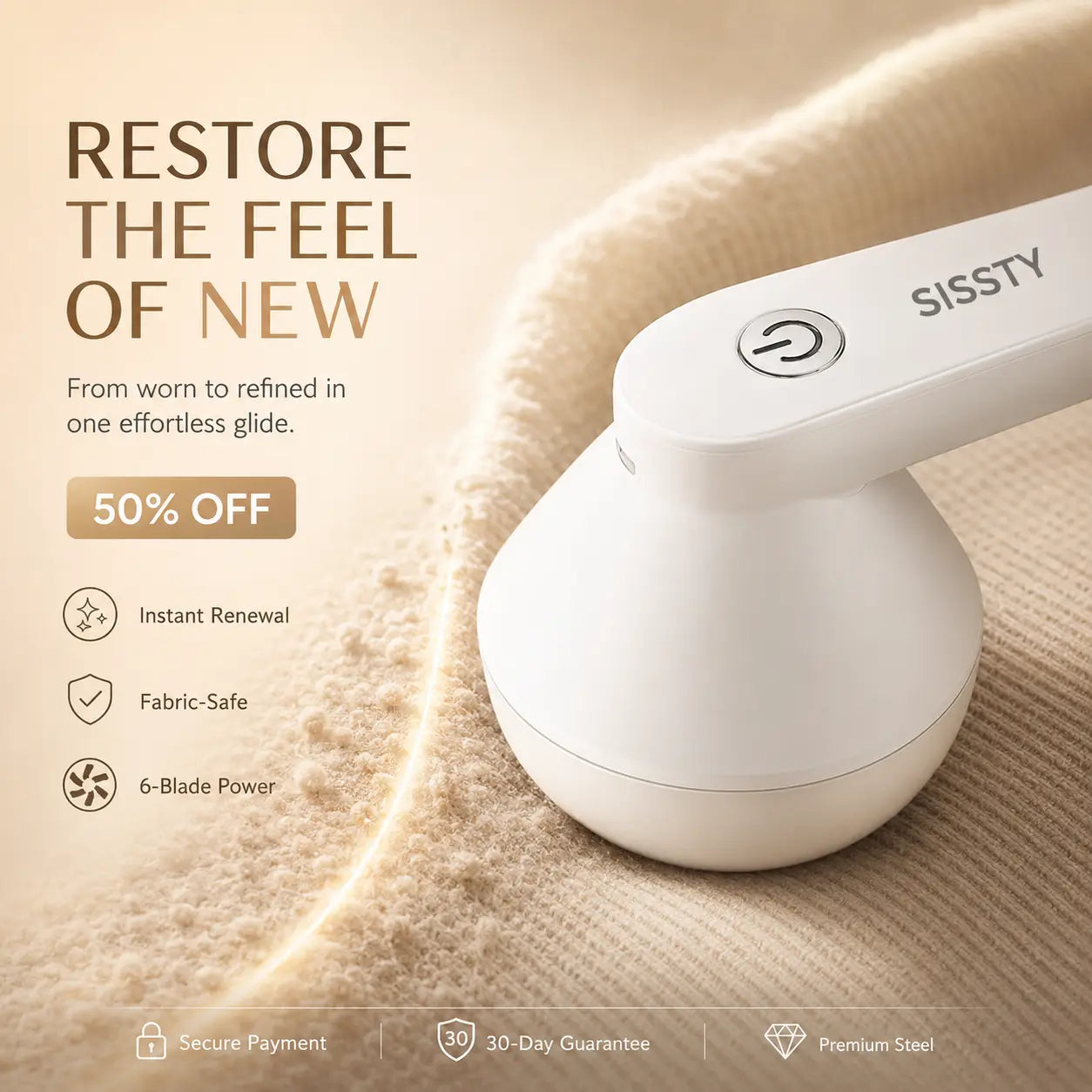 6-Blade Fabric Shaver – Rechargeable, Multi-Fabric, Instant Lint-Free (Last Day 50% OFF 🔥)