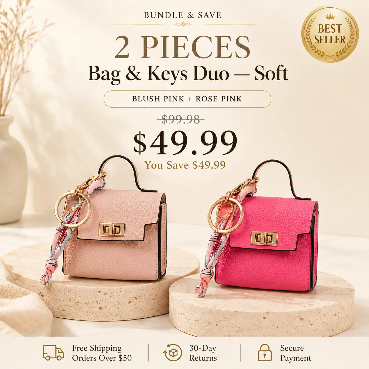 Mini Square Bag Charm Keychain – Cute Leather Purse Pendant That Instantly Refreshes Your Handbag, Keys, Backpack & Everyday Tote | Last Day 50% OFF 🔥