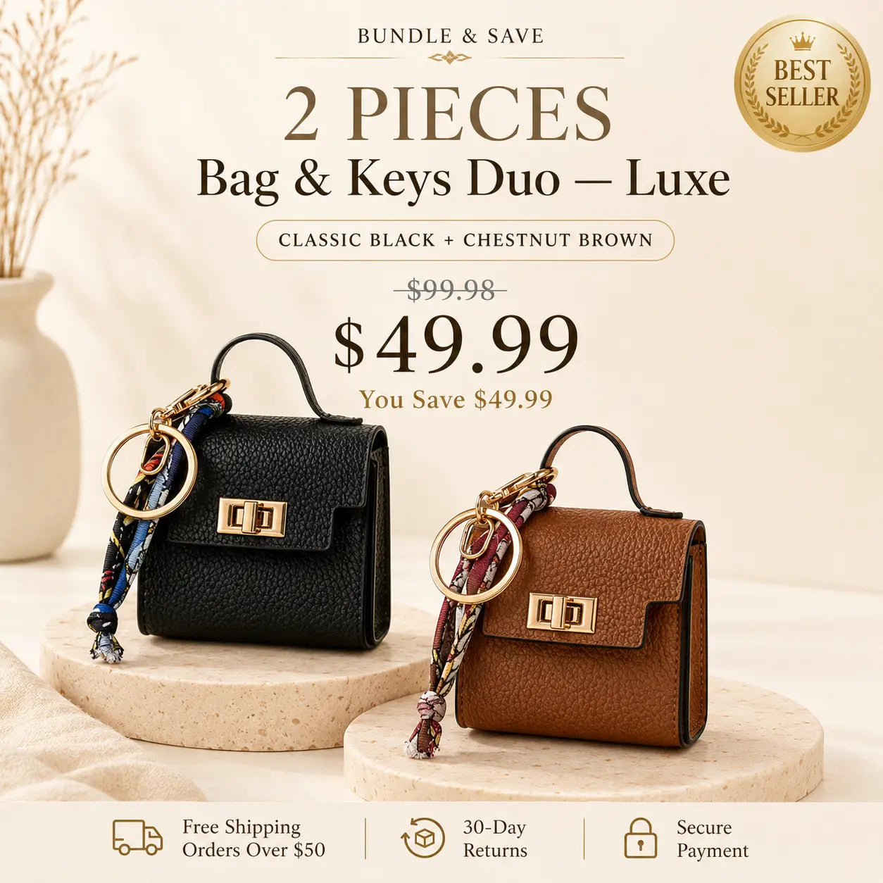 Mini Square Bag Charm Keychain – Cute Leather Purse Pendant That Instantly Refreshes Your Handbag, Keys, Backpack & Everyday Tote | Last Day 50% OFF 🔥