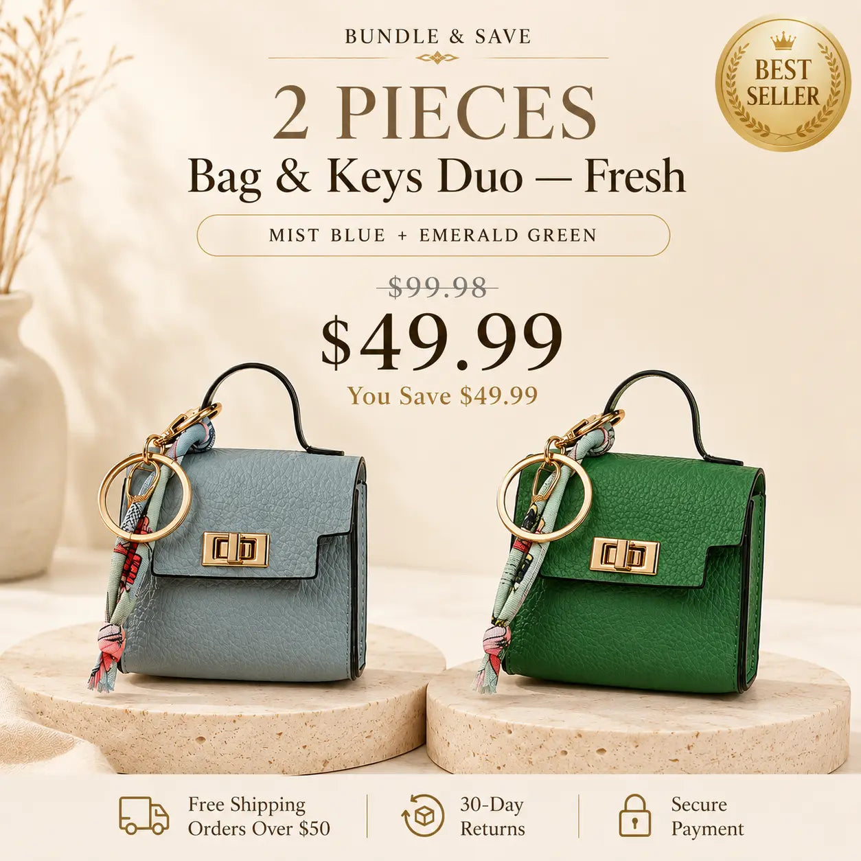 Mini Square Bag Charm Keychain – Cute Leather Purse Pendant That Instantly Refreshes Your Handbag, Keys, Backpack & Everyday Tote | Last Day 50% OFF 🔥