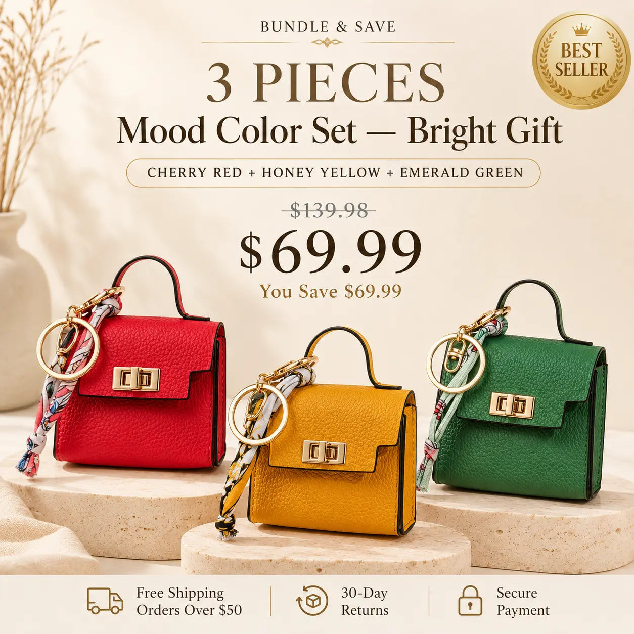 Mini Square Bag Charm Keychain – Cute Leather Purse Pendant That Instantly Refreshes Your Handbag, Keys, Backpack & Everyday Tote | Last Day 50% OFF 🔥