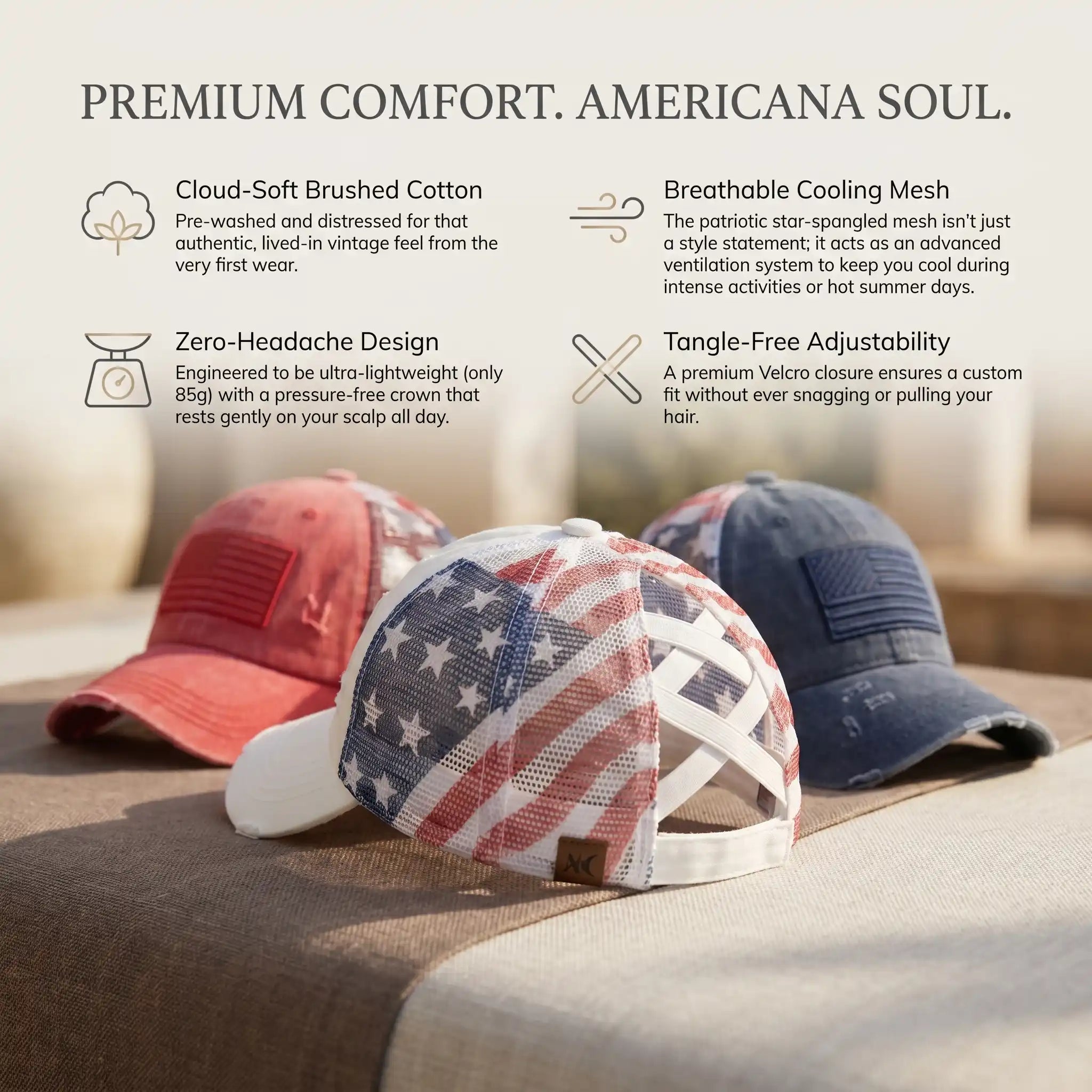 The "No Hat Hair" Criss-Cross Ponytail Cap | Women's Premium Washed Cotton Messy Bun Hat for Effortless Style Last Day Sale-90% OFF🔥