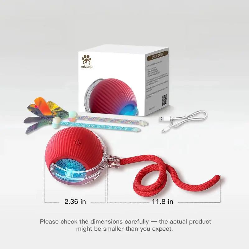 Bestselling Smart Interactive Pet Rolling Ball | Automatic USB Teaser Toy (Includes 2 Free Replacement Tails) | The Ultimate Boredom Buster for Your Furry Best Friend (Last Day 90% OFF 🔥)
