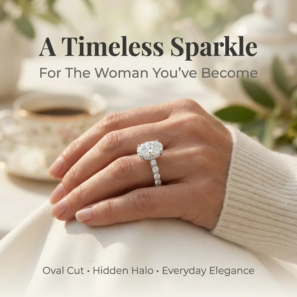 Elegant Oval Hidden Halo Ring – Timeless Luxury Sparkle Designed For Everyday Elegance